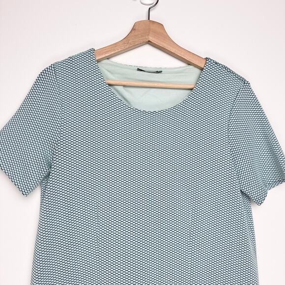 COS Textured Short Sleeve Swing Shift Dress | Blue Green | SZ S - Picture 3 of 8